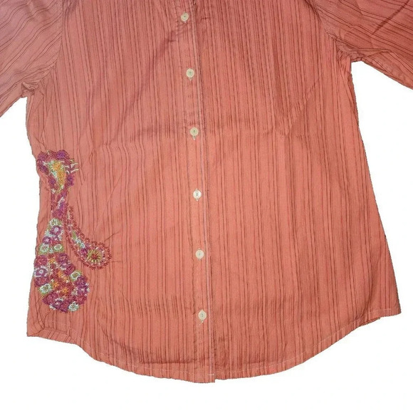 NWT 3J Johnny Was Button Up Top Women's Small Red Embroidered Paisley Pattern - Picture 9 of 9
